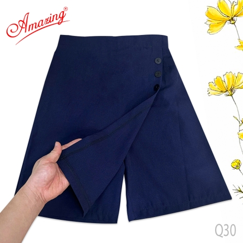 Quần váy đắp Amazing cho bé gái đi học, chân váy rời học sinh màu xanh với quần bên trong, đồng phục đi học