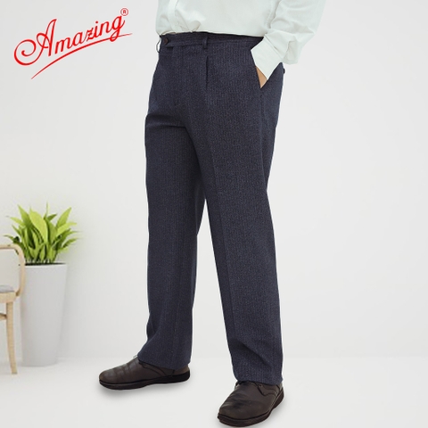 Quần tây có ly Amazing, trung niên, màu xám tàn thuốc, form Regular, big size tới 110kg