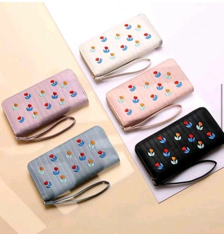 Ví Dài Thêu Hoa Tulip