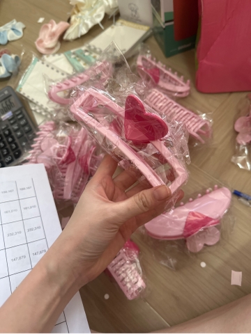 [13cm] Kẹp Tóc Tim Hồng