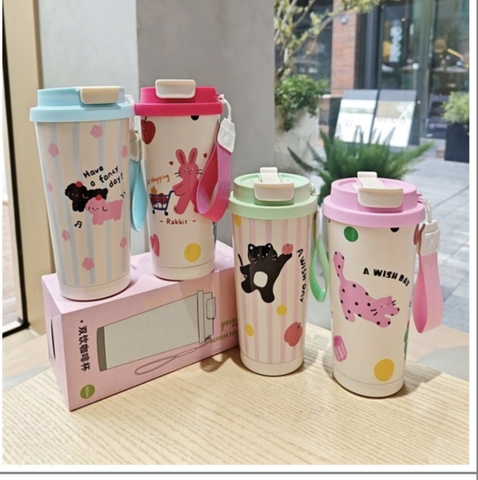 Ly Nước Nắp Bật Có Móc Khoá Hình Thú