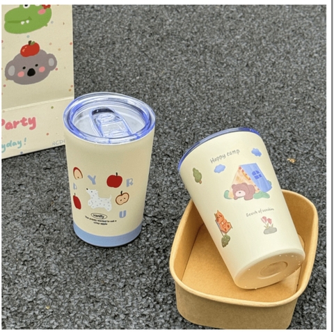 Ly Giữ Nhiệt Style Hàn Chú Gấu