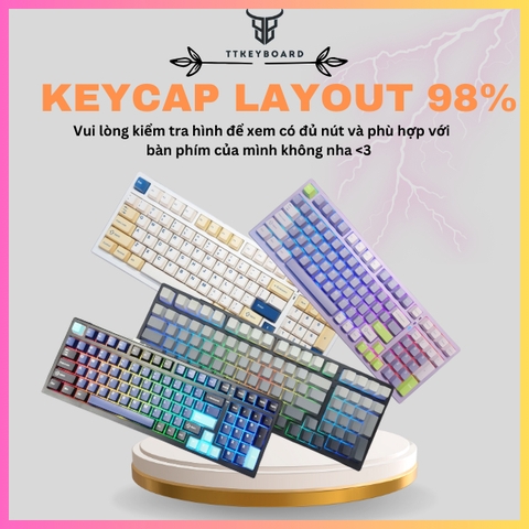 [Sẵn Hàng] Keycap Bóc Phím Cho Bàn Phím Cơ - Chất Liệu PBT DoubleShot - Layout 98% - Giá Rẻ - TTKeyboard