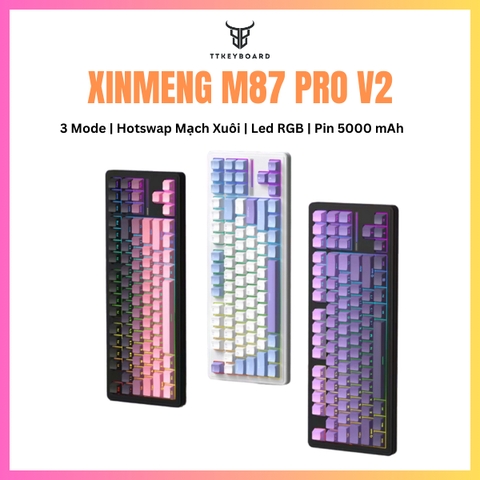 [Hỏa Tốc] Bàn Phím Cơ Xinmeng M87 Pro V2 - 3 Mode -  Hotswap 5 Pin - Mạch Xuôi - Pin 5000 mAh - Led RGB -TTKeyboard