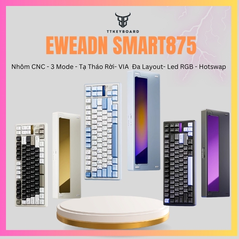 [Hỏa Tốc] Bàn Phím Cơ SMART875 Nhôm CNC - 3 Mode - Tạ Tháo Rời - Đa Layout - Hotswap - Mạch Xuôi - Led RGB - TTKeyboard