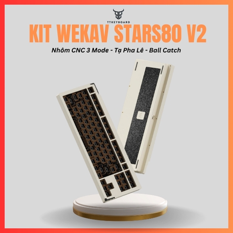 [Hỏa Tốc] Bàn Phím KIT STARS80 V2| Nhôm CNC 3 Mode | Ball Catch | Tạ Pha Lê | VIA/QMK | Mạch Xuôi | Led RGB | TTKeyboard