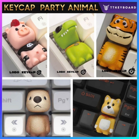 Keycap Artisan Party Animals - Cute - Chính Hãng Lobo - TTKeyboard