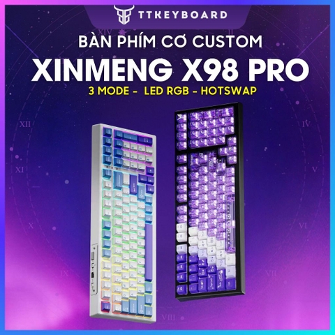 Bàn Phím Cơ Bluetooth Xinmeng X98 Pro V2 Mạch Xuôi 3 Mode Kết Nối Hotswap Led RGB