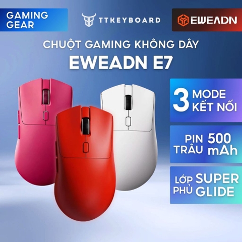 Chuột Không Dây Công Thái Học EWEADN E7 Siêu Nhẹ 1000 Polling Rate Pin 500 mAH