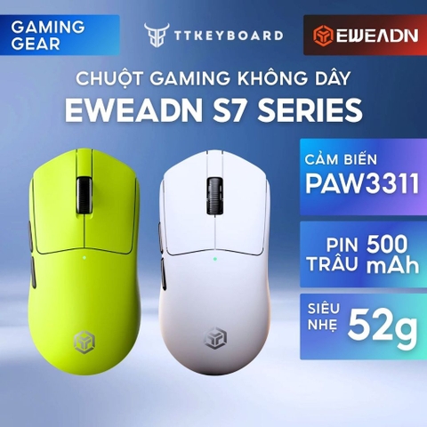 Chuột Không Dây EWEADN S7 Series Siêu Nhẹ 1000 Polling Rate Pin 500 mAH