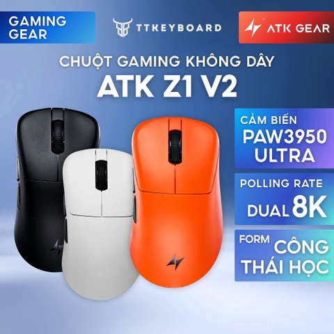 Chuột Gaming Không Dây ATK Z1 V2 PAW3950 Ultra Nordic 54L15 Dual Rate 8K