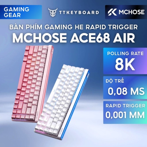 Bàn phím Gaming Ace68 Air 8000hz Rapid Trigger Led Viền RGB Hiệu Năng Cao - TTKeyboard