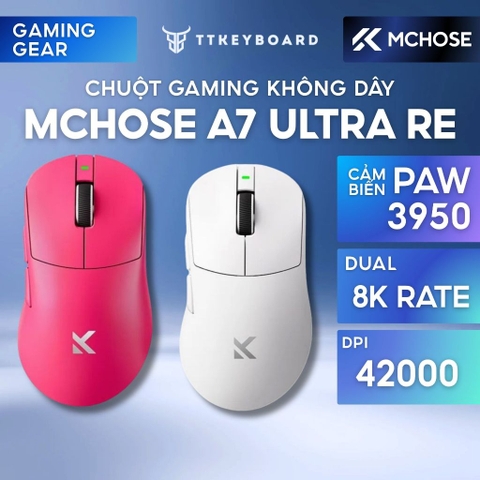Chuột Không Dây Mchose A7 Ultra RE PAW3950 8K Polling Rate Siêu Nhẹ 56g