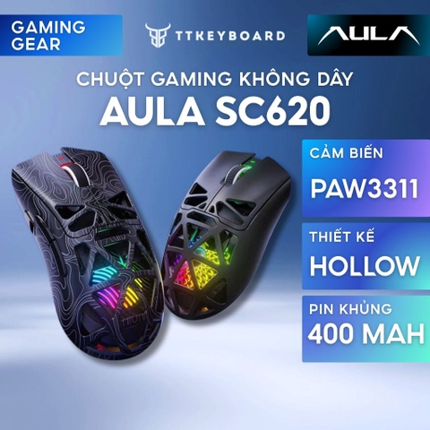 Chuột Không Dây Gaming SC620 Chuột Gaming RGB Case Wooting 3 Chế Độ Chuột Lightweight
