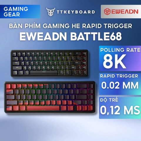 Bàn Phím Cơ Gaming HE BATTLE68 Rapig Trigger Polling Rate 8K 0.02mm RT