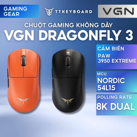 Chuột Gaming Không Dây VGN Dragonfly 3, Siêu Nhẹ, PAW3950 Extreme