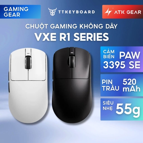 Chuột Gaming VXE Dragonfly R1 Series Siêu Nhẹ PAW3395 Polling Rate 4K