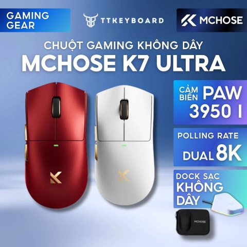 Chuột Không Dây Mchose K7 Ultra PAW3950 Ultra 8K Polling Rate Tặng Túi Đựng Chuột