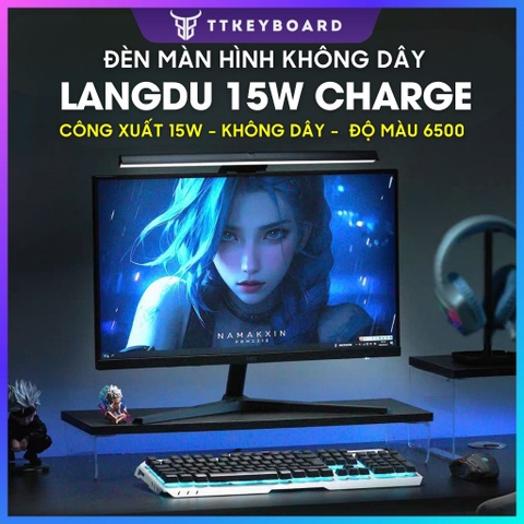 Đèn Màn Hình LangDu Không Dây 15W, Cảm Biến 1 Chạm, Độ Màu 6500K, Không Ánh Sáng Xanh