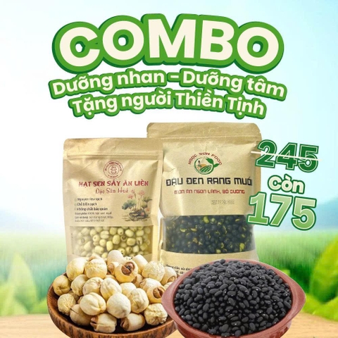 COMBO 2 MÓN: HẠT SEN SẤY + ĐẬU ĐEN RANG MUỐI - DƯỠNG NHAN, DƯỠNG TÂM - Tiệm Nhà Bia