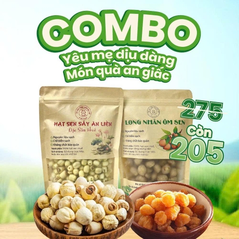 COMBO 2 MÓN: HẠT SEN SẤY + LONG NHÃN ÔM SEN - MÓN QUÀ AN GIẤC CHO MẸ - Tiệm Nhà Bia