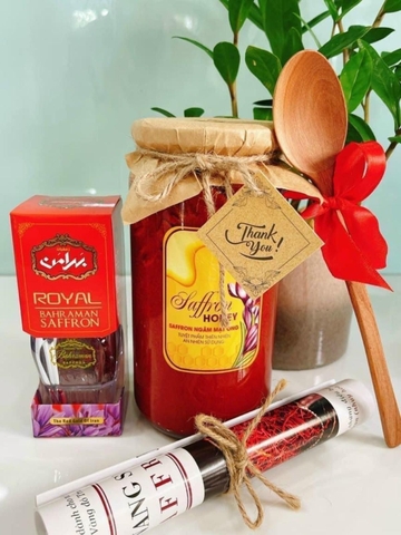 Mật Ong Thủ Công Ngâm Saffron & Đông Trùng – Hũ Đẹp, Thơm Mát, Quà Tặng Ý Nghĩa