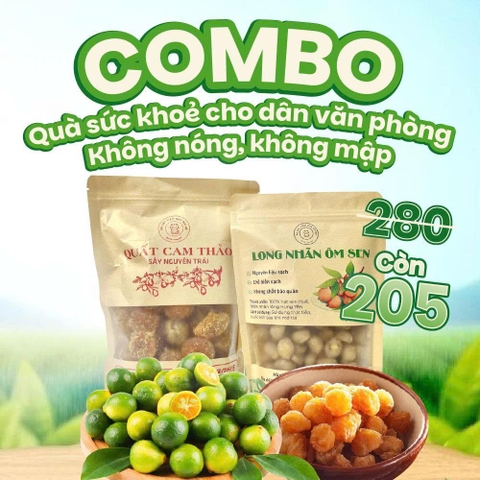 COMBO 2 MÓN: QUẤT TẮC CAM THẢO + LONG NHÃN ÔM SEN - ĂN VẶT LÀNH CHO DÂN VĂN PHÒNG - Tiệm Nhà Bia
