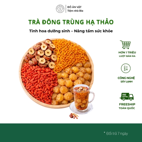 Trà Đông Trùng Hạ Thảo Tứ Vị Bồi Bổ Sức Khỏe, Sinh Khí, Nguyên Liệu Thiên Nhiên - Tiệm Nhà Bia