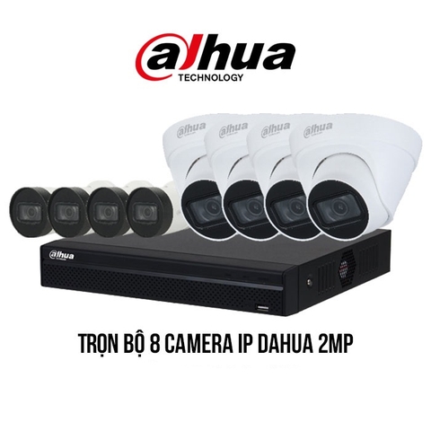 Trọn bộ 8 camera IP Dahua 2MP giá rẻ