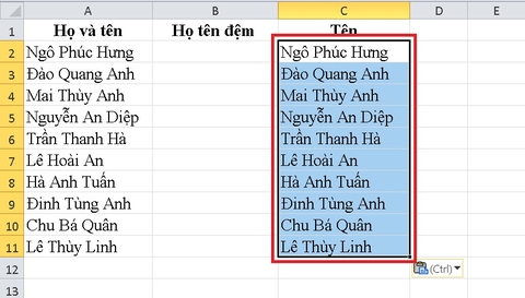 4 cách tách cột họ và tên trong Excel nhanh và đơn giản nhất
