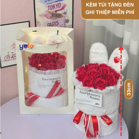 Bó Hoa sáp tai thỏ 11 bông hoa quà tặng valentine,8/3,sinh nhật...