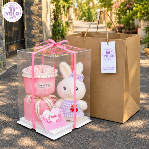 Sét quà tặng gấu bông baby three, lena, kuromi. gấu bông quà tặng đựng trong hộp trong suốt quà tặng cute