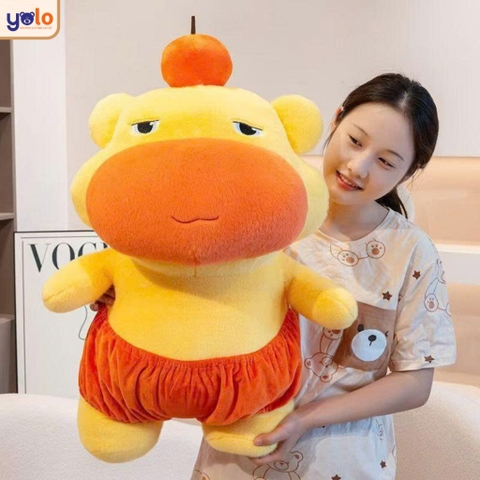 Gấu bông lulu mặc quần. thú nhồi bông bò vàng mặc quần siêu cute