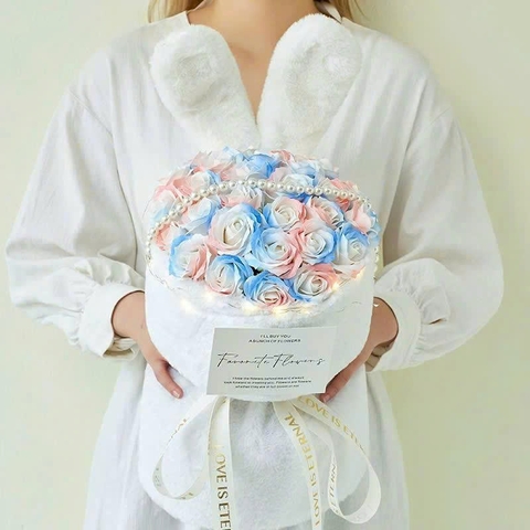 Bó sáp tai thỏ 21 bông siêu dễ thương làm quà tặng bạn bè người thân