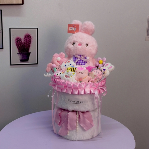Bó hoa gấu bông siêu dễ thương.sét hoa quà tặng sinh nhật , 14/2 , 8/3 (tặng kèm túi và đèn nhấp nháy