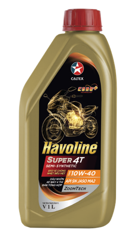 Nhớt xe máy bốn thì hiệu năng cao Havoline® Super 4T Semi-Synthetic SAE 10W-40