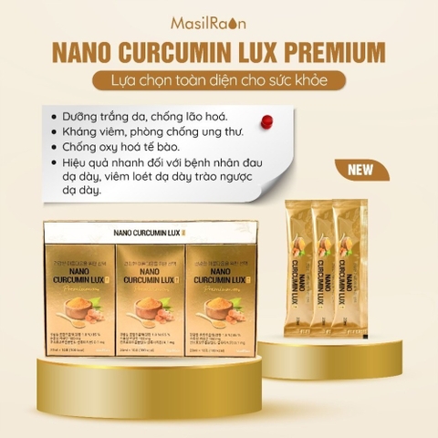Nghệ Nano Lux Masilraon Hàn Quốc Hộp 30 Gói Và 60 Gói - Dưỡng Trắng Da, Ngủ Ngon, Tăng Sức Đề Kháng, Hỗ Trợ Dạ Dày