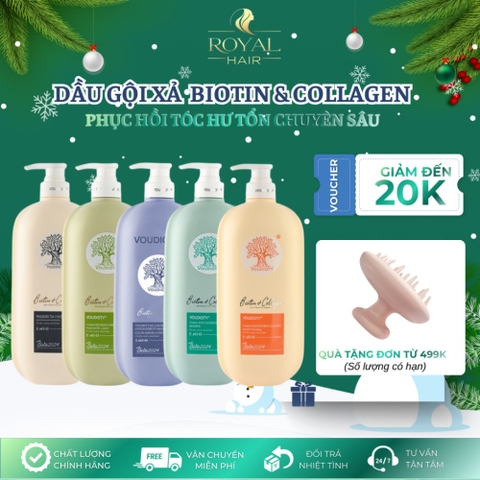 Dầu gội và dầu xả giúp tóc mềm mượt Biotin Collagen Voudioty Pasiori 500ml/1000ml (dẹp)