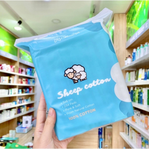 Bông Tẩy Trang Cừu Habaria Sheep 100% Cotton Bịch 234 Miếng, Mềm Mại, Dày Dặn myphambamboo