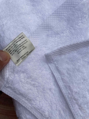 Khăn tắm gội cotton màu trắng, mềm mịn dày KT 35x120
