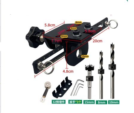 Cử khoan chốt cam bằng thép cabon gồm cử + 3 mũi khoan.