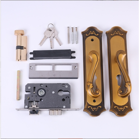 Khóa cửa bằng đồng thau phong cách châu Âu khóa tay cầm cổ điển.