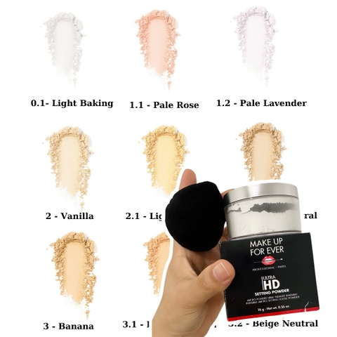 Phấn phủ MAKE UP for ever ultra hd 16g - 0.1 light baking (nắp bạc)