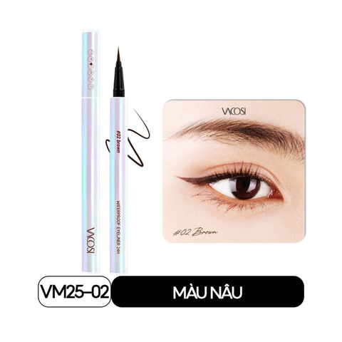 Kẻ mắt nước VACOSI Waterproof Eyeliner 24h - #02 brown nâu