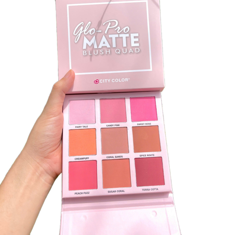 Má hồng CITY color glo-pro matte blush quad 9 ô