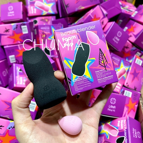 Mút tán nền LAKA Beauty Blender foam pop (SET 2 -- đen to, hồng nhỏ)