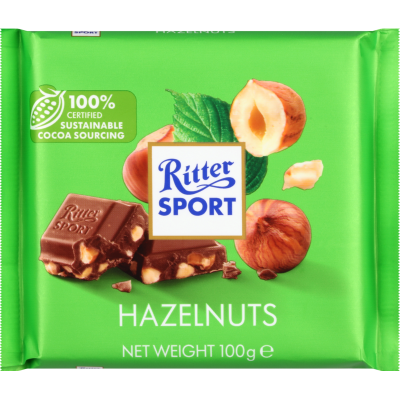 THANH SOCOLA VUÔNG Ritter Sport Alpine Milk / Strawberry Yogurt / Butter Biscuit / Hazelnuts, 100g