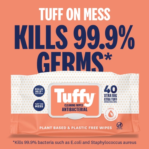 TÚI KHĂN ƯỚT DIỆT KHUẨN SIZE LỚN NHẤT Tuffy Wipes Xlarge 99.9% Antibacteria, GỐC THỰC VẬT Plant Based - KHÔNG CHỨA NHỰA