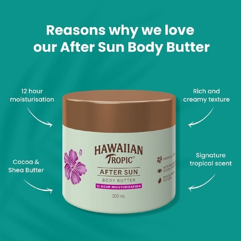 BƠ DƯỠNG ẨM - PHỤC HỒI SAU NẮNG Hawaiian Tropic After Sun Body Butter, GIỮ ẨM SUỐT 12 GIỜ, 200ml