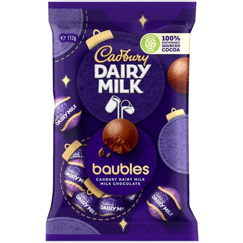 TÚI 10 VIÊN SOCOLA TRÒN QUẢ CHÂU Cadbury Dairy CARAMELLO / MILK Chocolate Baubles, 114g